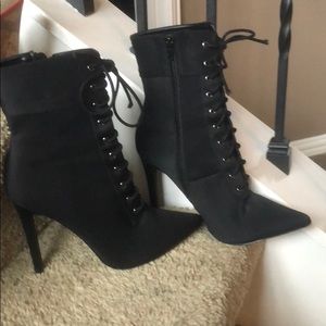 Lace up stiletto booties 8.5